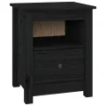 Table de chevet Noir 40x35x49 cm Bois de pin massif