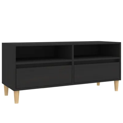Meuble TV noir 100x34,5x44,5 cm bois d'ingénierie 2