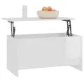 Table basse Blanc brillant 102x55,5x52,5 cm Bois d'ingénierie