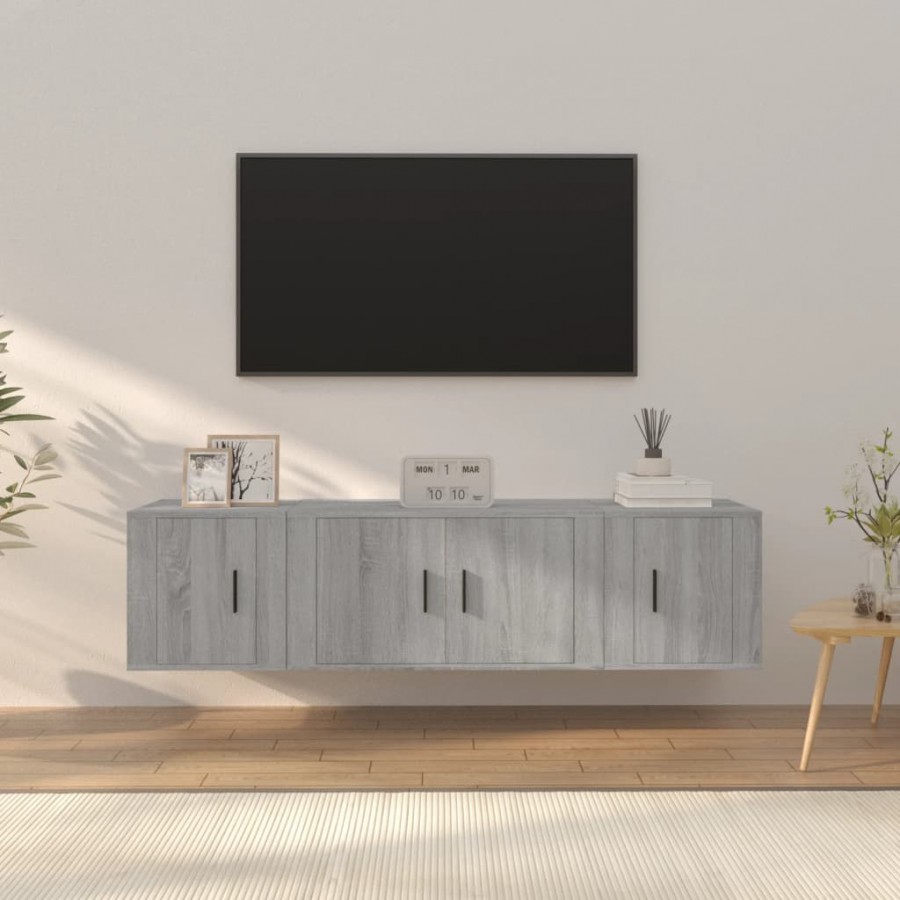 Ensemble de meubles TV 3 pcs Sonoma gris Bois d'ingénierie