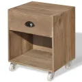 Table de chevet 2 pièces Bois massif Marron