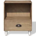 Table de chevet 2 pièces Bois massif Marron