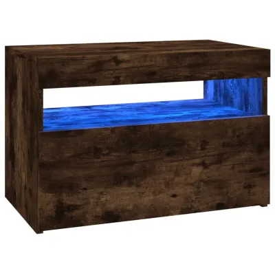 Meuble TV avec lumières LED Chêne fumé 60x35x40 cm 2