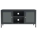Meuble TV Anthracite 105x35x52 cm Acier et verre