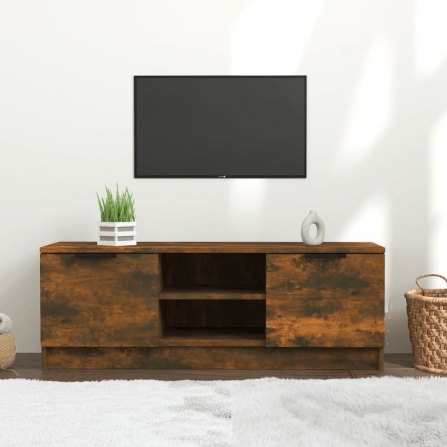 Meuble TV Chêne fumé 102x35x36,5 cm Bois d'ingénierie