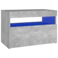 Table de chevet avec lumières LED gris béton 60x35x40 cm