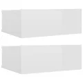 Tables de chevet flottantes 2 pcs Blanc brillant 40x30x15 cm
