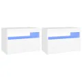 Tables de chevet avec lumières LED 2 pcs blanc 60x35x40 cm