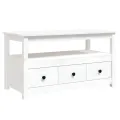 Table basse Blanc 102x49x55 cm Bois massif de pin