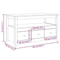 Table basse Blanc 102x49x55 cm Bois massif de pin