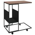 Table d'appoint avec roues Noir 55x36x63,5 cm Bois d'ingénierie