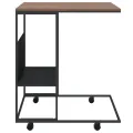 Table d'appoint avec roues Noir 55x36x63,5 cm Bois d'ingénierie