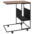Table d'appoint avec roues Noir 55x36x63,5 cm Bois d'ingénierie