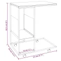Table d'appoint avec roues Noir 55x36x63,5 cm Bois d'ingénierie