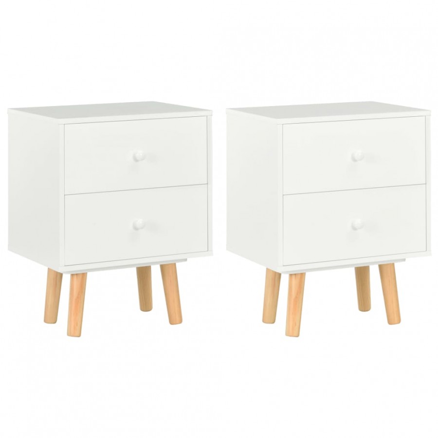 Tables de chevet 2 pcs Blanc 40 x 30 x 50 cm Pin massif