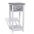 Table de chevet avec 1 tiroir Gris et blanc