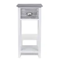 Table de chevet avec 1 tiroir Gris et blanc