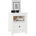 Table de chevet Blanc 40x35x49 cm Bois de pin massif