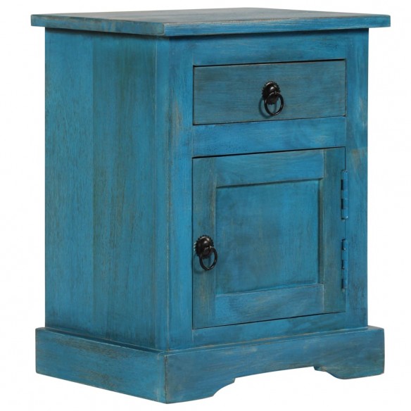 Table de chevet Bois de manguier massif 40x30x50 cm Bleu