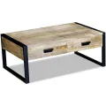 Table basse avec 2 tiroirs Bois de manguier massif 100 x 60 x 40 cm