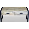 Table basse avec 2 tiroirs Bois de manguier massif 100 x 60 x 40 cm