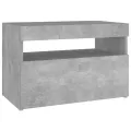 Tables de chevet avec lumières LED 2 pcs gris béton 60x35x40 cm