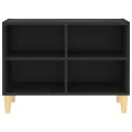 Meuble TV avec pieds en bois massif Noir 69,5x30x50 cm