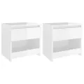 Tables de chevet 2 pcs Blanc brillant 40x30x39 cm Aggloméré