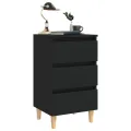 Table de chevet avec pieds en bois Noir 40x35x69 cm