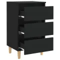 Table de chevet avec pieds en bois Noir 40x35x69 cm