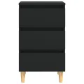 Table de chevet avec pieds en bois Noir 40x35x69 cm