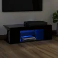 Meuble TV avec lumières LED Noir 90x39x30 cm