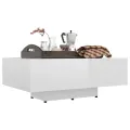 Table basse Blanc brillant 85x55x31 cm Aggloméré