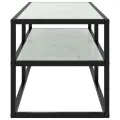 Meuble TV noir avec verre marbre blanc 100x40x40 cm