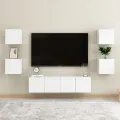 Ensemble de meubles TV 6 pcs Blanc brillant Aggloméré