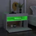Table de chevet avec lumières LED Blanc 60x35x40 cm