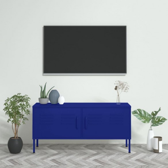 Meuble TV Bleu marine 105x35x50 cm Acier