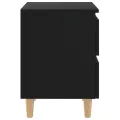 Tables de chevet avec pieds en pin 2 pcs Noir 40x35x50 cm