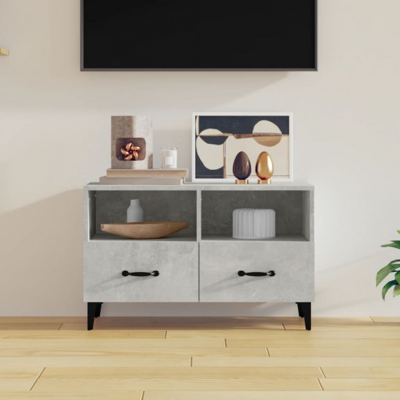 Meuble TV Gris béton 80x36x50 cm Bois d'ingénierie