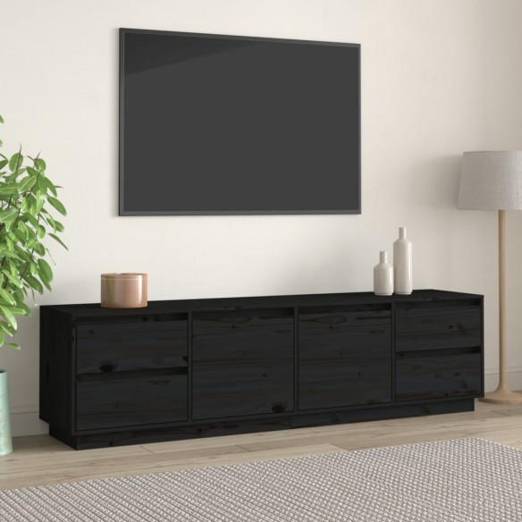 Meuble TV Noir 176x37x47,5 cm Bois de pin massif