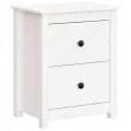 Table de chevet Blanc 50x35x61,5 cm Bois de pin massif