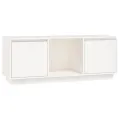 Meuble TV Blanc 110,5x35x44 cm Bois de pin massif