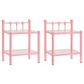 Tables de chevet 2 pcs Rose et transparent Métal et verre
