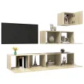 Ensemble de meuble TV 4 pcs Chêne sonoma Aggloméré