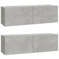 Meubles TV 2 pcs Gris béton 100x30x30 cm Bois d'ingénierie