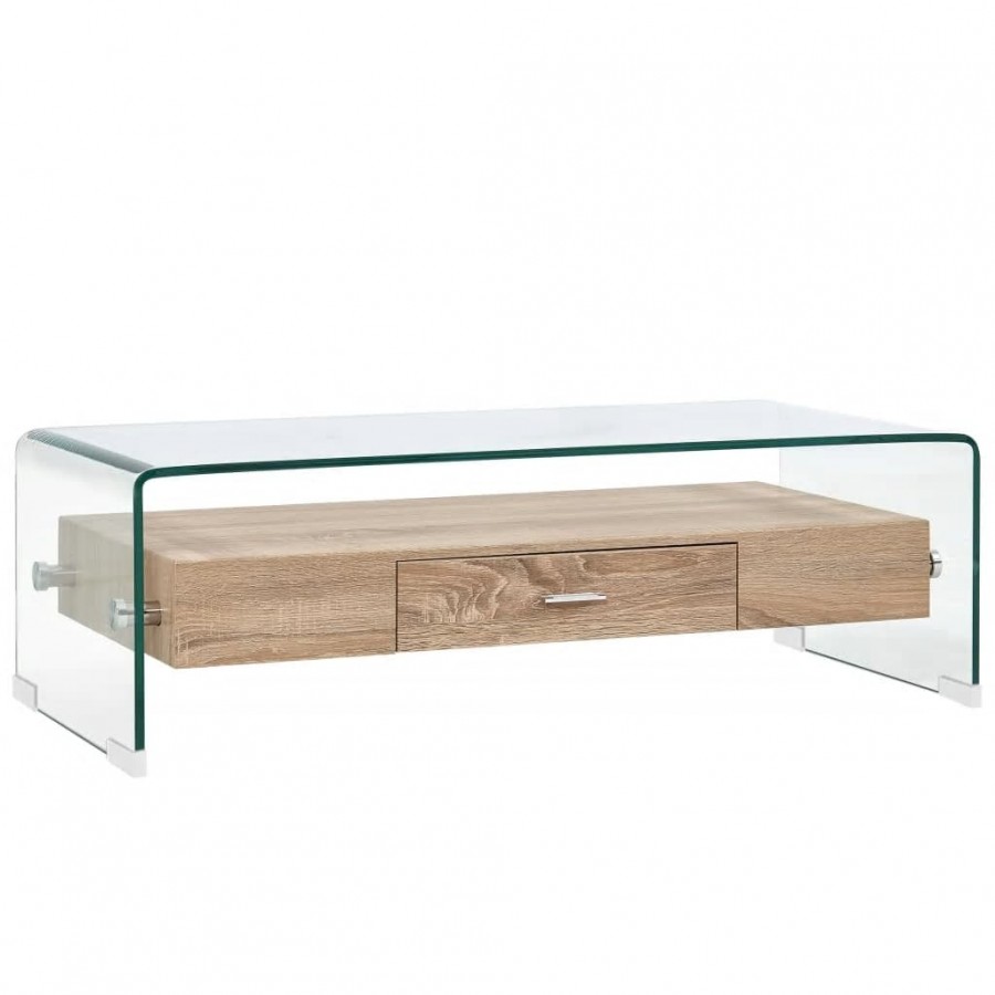 Table basse Clair 98 x 45 x 31 cm Verre trempé