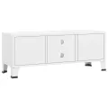 Meuble TV industriel Blanc 105x35x42 cm Métal