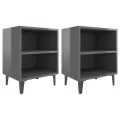 Tables de chevet pieds en métal 2 pcs gris brillant 40x30x50 cm