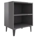 Tables de chevet pieds en métal 2 pcs gris brillant 40x30x50 cm