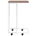 Table d'appoint avec roues Blanc 40x30x63,5cm Bois d'ingénierie